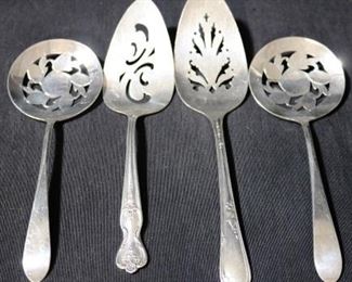 Lot# 78 - Lot of 4 Assorted Silver Plated Serving Utensils
