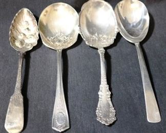 Lot# 100 - Lot of 4 Silver Plated Serving Spoons