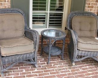 3 Pieces Patio Furniture Set Wicker With Cushions
