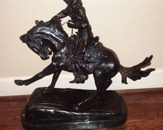 Bronze The Cowboy Statue by Frederic Remington Signed