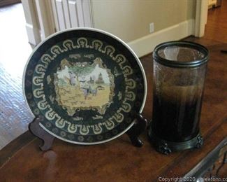 Bombay Display Plate and an Indian Candle Holder