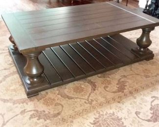 Brown Wooden 2 Tier Coffee Table