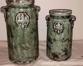 Home Decor Pair of Distressed Look Vases