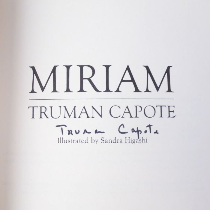 AUTOGRAPHED FIRST EDITION BOOK MIRIAM BY TRUMAN CAPOTE