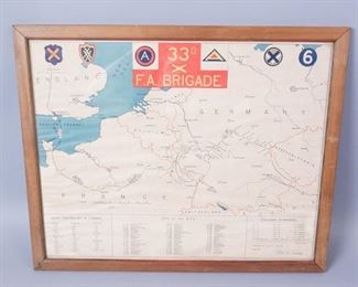Framed WW2 F.A. Brigade Map