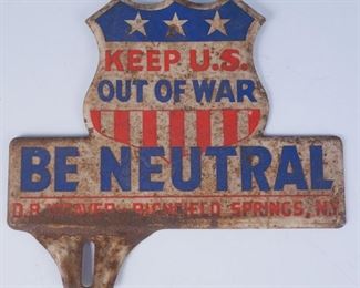WW2 Neutrality Metal Sign