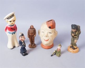 Lot of 6 Assorted WW2 Military Themed Figurines