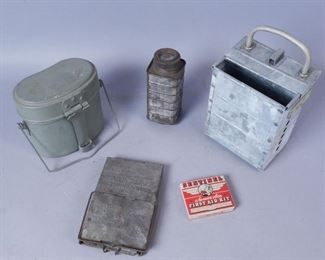 Lot of 5 Metal Militaria Objects Lantern Boxes