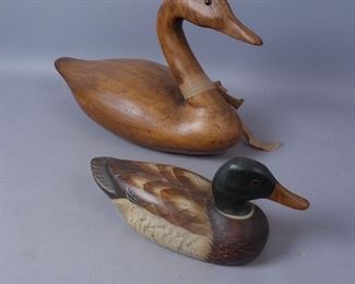 Lot of 2 Wooden Decoy Ducks
