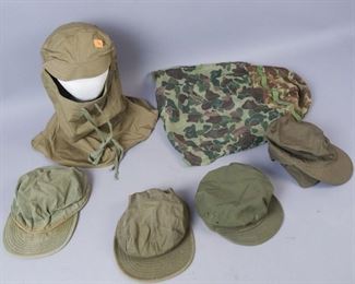 Lot of 6 WW2 US Military Hats and Accessories
