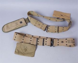 Lot of 2 WW2 US Army Belts with Pouches
