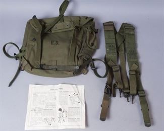 Lot of 2 US Army Field Pack, Pack Suspenders
