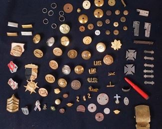 Lot of 97 Assorted Pins, Medals, and Parts