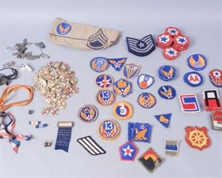 Lot of Assorted Military Patches, Pins, Misc.