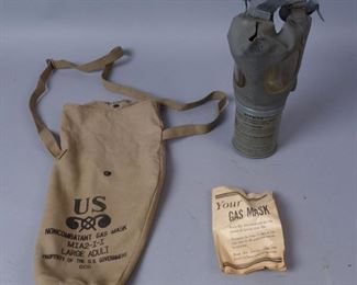 WW2 Noncombatant Gas Mask with Bag and Manual

