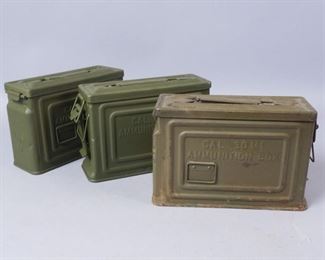 Lot of 3 30 Cal. M1 Ammunition Boxes
