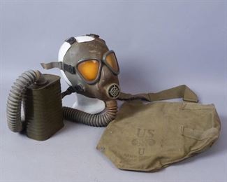 US Army Lightweight Gas Mask w/Bag, Orange Lenses
