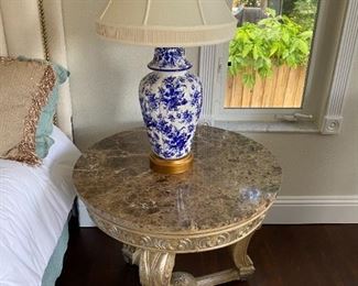 Pair Blue and White lamps  