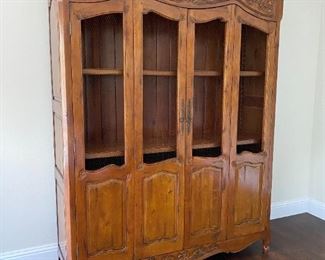 Large hand carved Country French cabinet lots of storage inside ,see more pictures