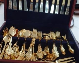 cheep gold plate style flatware  $75