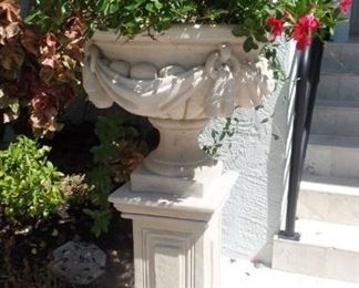 Pair important from Italy hand carved stone 5'9" high planters $1,800 pair