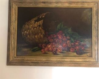 Unsigned (we have not looked under the frame) 19th century cherries - oil