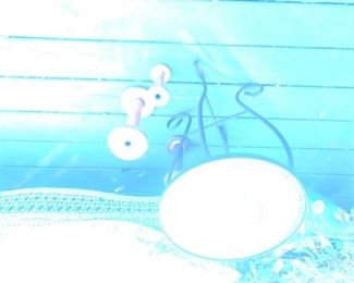 These are some spools and a mosaic small table.  