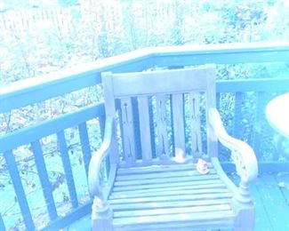 one of two teak chairs - old