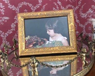 Mirrored dresser tray with a beautiful little cousin