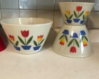 Vintage Fire King Tulip Mixing Bowls