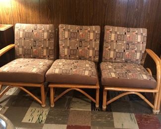 Vintage Mid Century Modern Vogue Rattan Furniture with Original Cushions