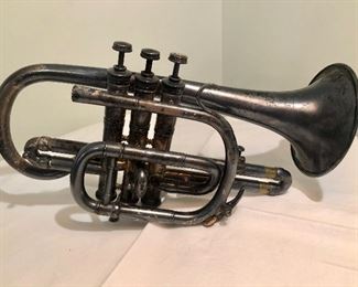 Antique Cornet marked F. Jaubert & Cie Paris Lyon & Healy Sole Agents Chicago stamped France 