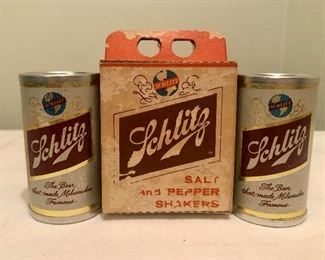 Vintage  Schlitz Salt And Pepper Shakers in Original Box 
