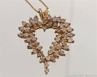 14k Diamond Heart Necklace 18in