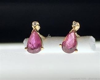 14k Ruby Diamond Earrings