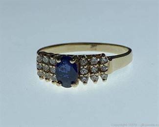 14k Sapphire and Diamond Ring