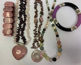 Amethyst Onyx Natural Tone Necklaces Bracelets Set