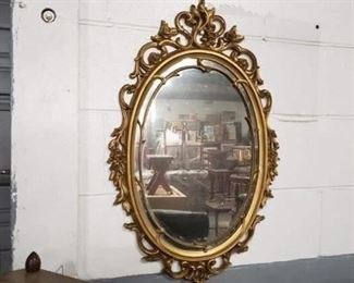 Large Ornate Shabby Chic Gold Metallic Hard Resin Framed Wall Mirror Approx 29"H x 18"W $125