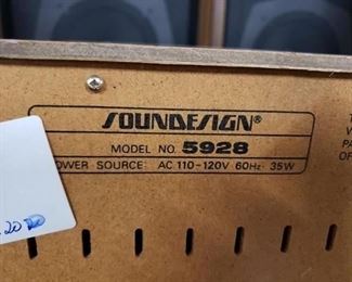 Vintage Soundesign 5928 AM/FM Stereo Cassette Tape 8 Track Player Combo $95