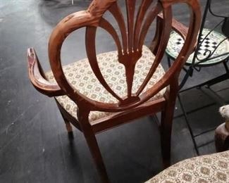 (3) Drexel Travis Court Hepplewhite Style 1940's Mahogany Seat Shield back Chairs (Needs work) 1 Arm 2 side chairs All for $195