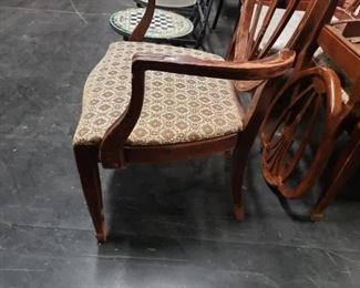 (3) Drexel Travis Court Hepplewhite Style 1940's Mahogany Seat Shield back Chairs (Needs work) 1 Arm 2 side chairs All for $195