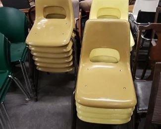 Vintage MCM Mid Century Brunswick Eames style fiberglass yellow or beige stack chairs 16 available (9) Yellow (7) Beige WAS $125 each NOW $95 Each Qty Discount available