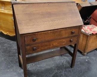 Antique burled wood secretary desk with drawers and inside compartment $295