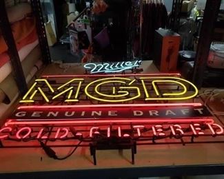 Vintage 4' MGD Miller Genuine Draft Cold Filtered Double Transformer Neon Was $450 Now $395
