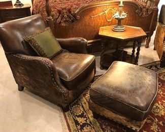 Brazilian Leather/Hide Chairs and Ottomans, 
