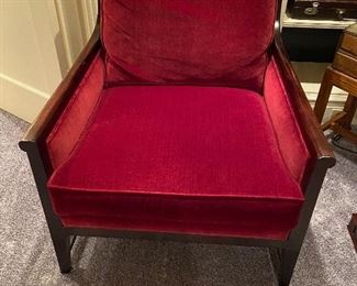 One of a pair of Acquisitions Henredon chairs with Ralph Lauren fabric excellent condition 32"d x 31"w x 33.5"h. $1280 for the pair 