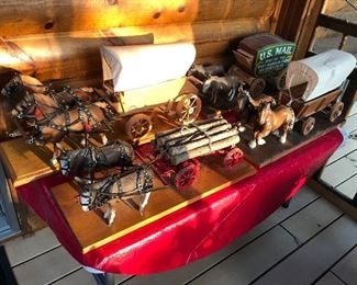 table-top horse- & mule-drawn wagons