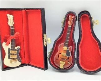 2 Doll Sized Electric Guitars with Cases