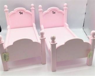 2 wooden Pink Doll Beds