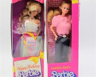 Mattel 1980 Happy Birthday Barbie No. 1922 NRFB and 1981 Fashion Jeans Barbie No. 5315